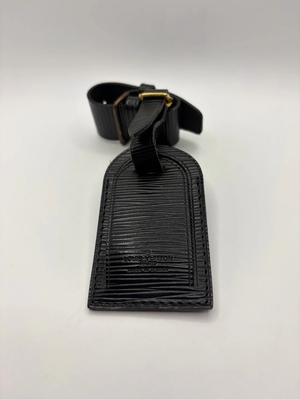 Louis Vuitton Black Epi Leather Travel Luggage Tag with Strap
